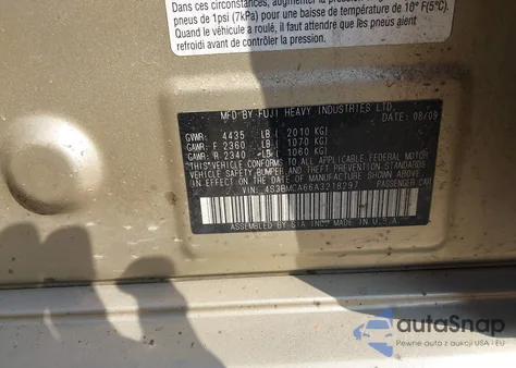 2010 Subaru Legacy 2.5I из США, поврежденный, VIN 4S3BMCA66A3218297